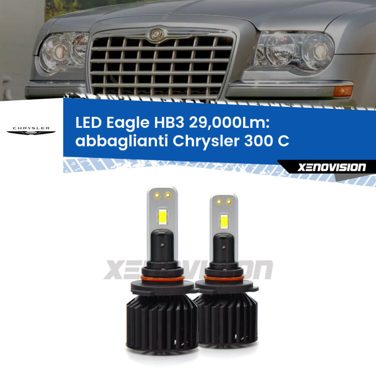 <strong>Kit abbaglianti LED specifico per Chrysler 300 C</strong>  2004 -2012. Lampade <strong>HB3</strong> Canbus da 29.000Lumen di luminosità modello Eagle Xenovision.