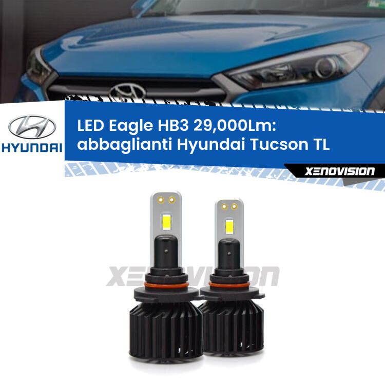 <strong>Kit abbaglianti LED specifico per Hyundai Tucson</strong> TL 2019 -2021. Lampade <strong>HB3</strong> Canbus da 29.000Lumen di luminosità modello Eagle Xenovision.