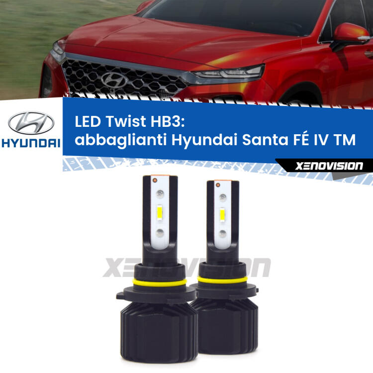<strong>Kit abbaglianti LED</strong> HB3 per <strong>Hyundai Santa FÉ IV</strong> TM 2018 in poi. Compatte, impermeabili, senza ventola: praticamente indistruttibili. Top Quality.