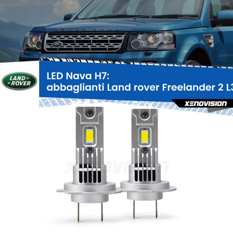 <strong>Abbaglianti LED no-spie per Land rover Freelander 2</strong> L359 2006 -2012. Coppia lampade <strong>H7</strong> modello Nava canbus, raffreddate a ventola.