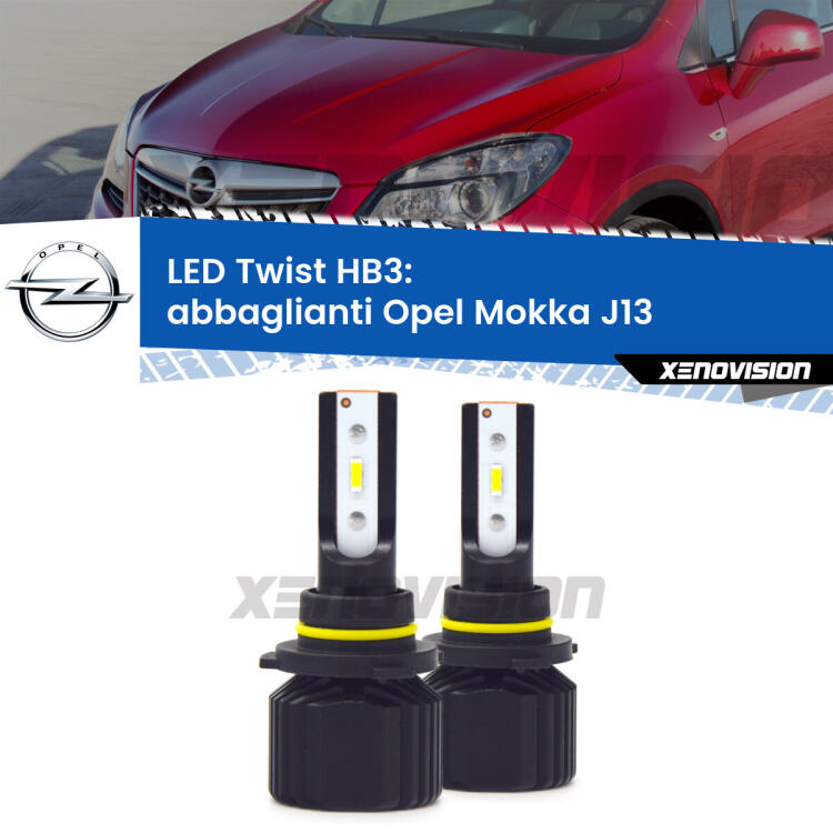 <strong>Kit abbaglianti LED</strong> HB3 per <strong>Opel Mokka</strong> J13 2012 -2019. Compatte, impermeabili, senza ventola: praticamente indistruttibili. Top Quality.