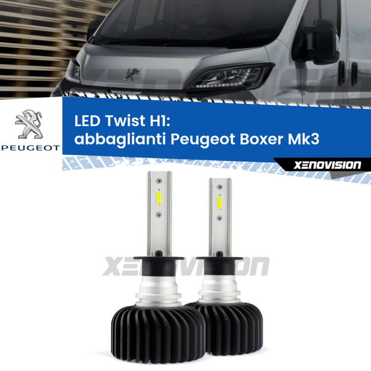 <strong>Kit abbaglianti LED</strong> H1 per <strong>Peugeot Boxer</strong> Mk3 2006 -2014. Compatte, impermeabili, senza ventola: praticamente indistruttibili. Top Quality.