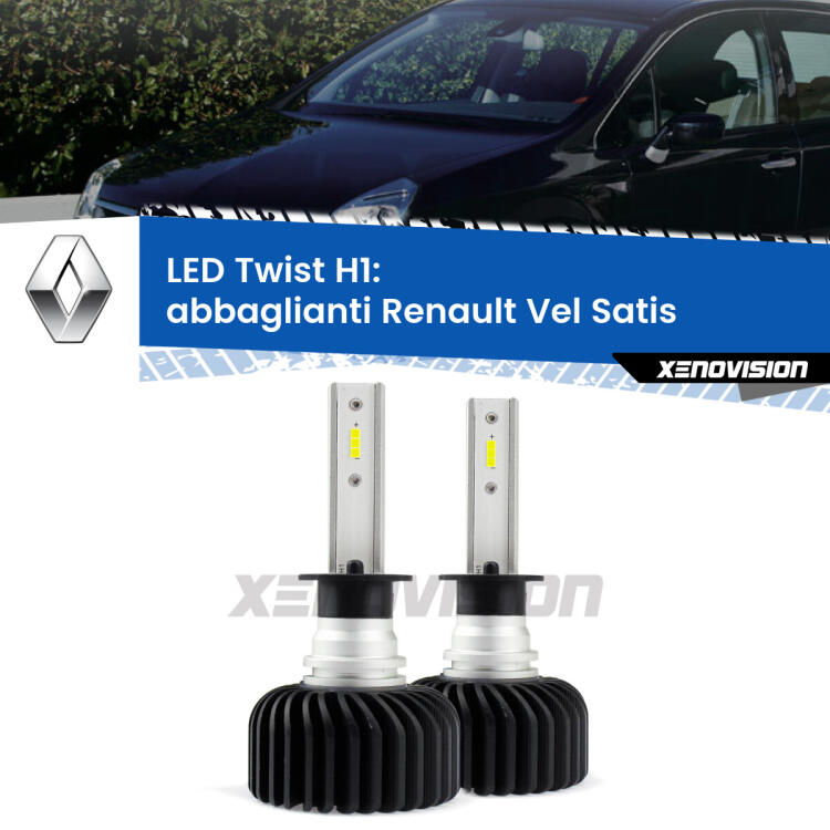 <strong>Kit abbaglianti LED</strong> H1 per <strong>Renault Vel Satis</strong>  2005 -2010. Compatte, impermeabili, senza ventola: praticamente indistruttibili. Top Quality.