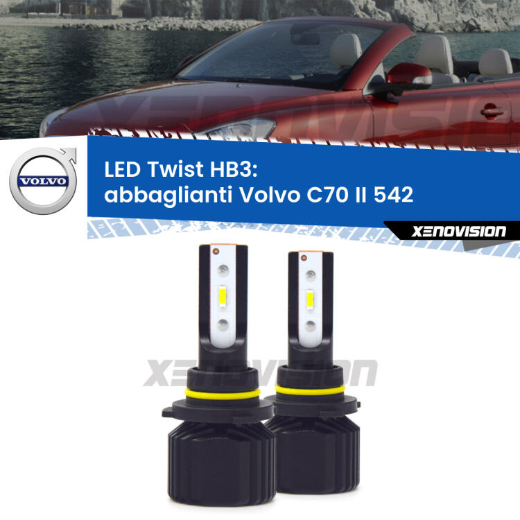 <strong>Kit abbaglianti LED</strong> HB3 per <strong>Volvo C70 II</strong> 542 2006 -2009. Compatte, impermeabili, senza ventola: praticamente indistruttibili. Top Quality.