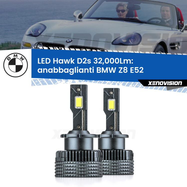 <strong>Kit anabbaglianti LED specifico per BMW Z8</strong> E52 2000 - 2003. Lampade <strong>D2S/D2R</strong> Canbus da 32.000Lumen di luminosità modello Hawk Xenovision.