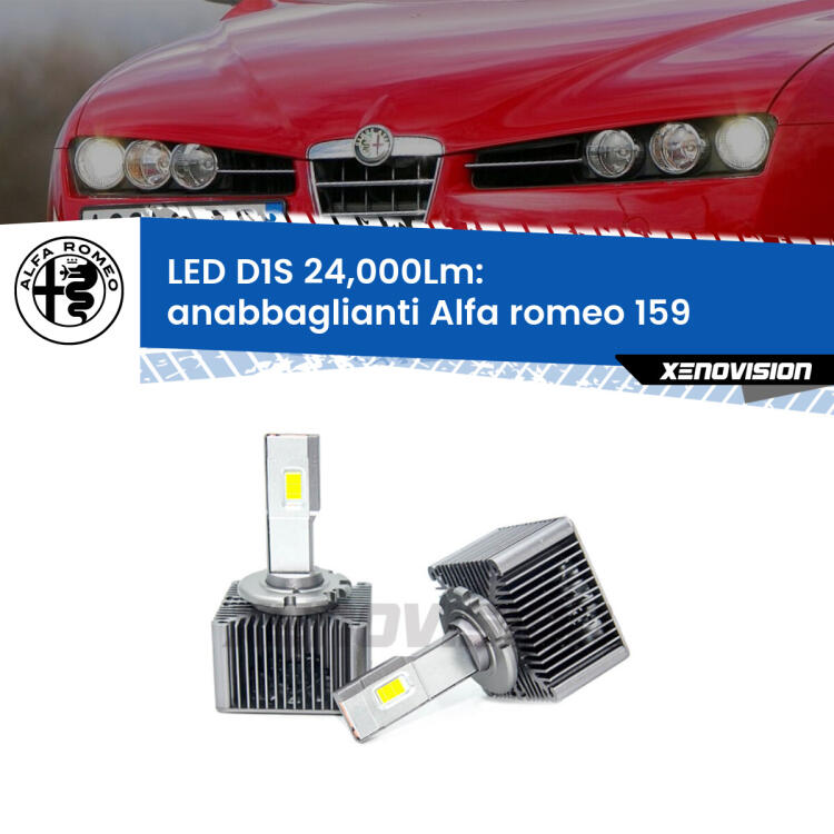 <strong>Lampade conversione a LED specifiche per Alfa romeo 159</strong>  2005 - 2012 con fari D1S xenon di serie. Lampade Canbus da 24.000Lumen, Qualità Massima.