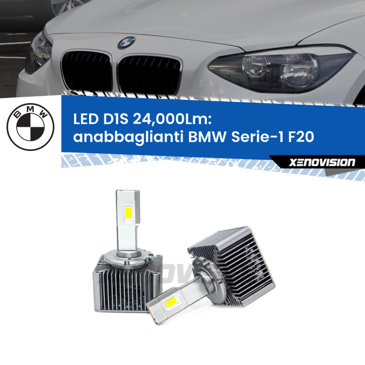 <strong>Lampade conversione a LED specifiche per BMW Serie-1</strong> F20 2010 - 2019 con fari D1S xenon di serie. Lampade Canbus da 24.000Lumen, Qualità Massima.