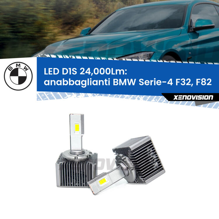 <strong>Lampade conversione a LED specifiche per BMW Serie-4</strong> F32, F82 2013 - 2019 con fari D1S xenon di serie. Lampade Canbus da 24.000Lumen, Qualità Massima.
