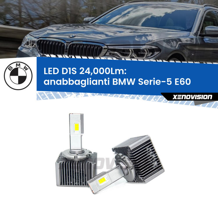 <strong>Lampade conversione a LED specifiche per BMW Serie-5</strong> E60 2005 - 2010 con fari D1S xenon di serie. Lampade Canbus da 24.000Lumen, Qualità Massima.