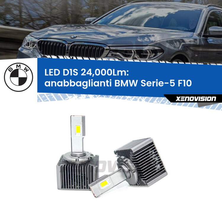 <strong>Lampade conversione a LED specifiche per BMW Serie-5</strong> F10 2010 - 2016 con fari D1S xenon di serie. Lampade Canbus da 24.000Lumen, Qualità Massima.