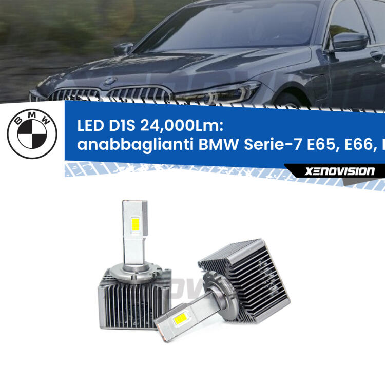 <strong>Lampade conversione a LED specifiche per BMW Serie-7</strong> E65, E66, E67 2005 - 2008 con fari D1S xenon di serie. Lampade Canbus da 24.000Lumen, Qualità Massima.