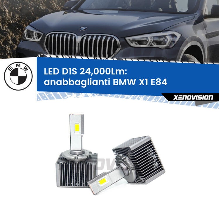 <strong>Lampade conversione a LED specifiche per BMW X1</strong> E84 2009 - 2015 con fari D1S xenon di serie. Lampade Canbus da 24.000Lumen, Qualità Massima.