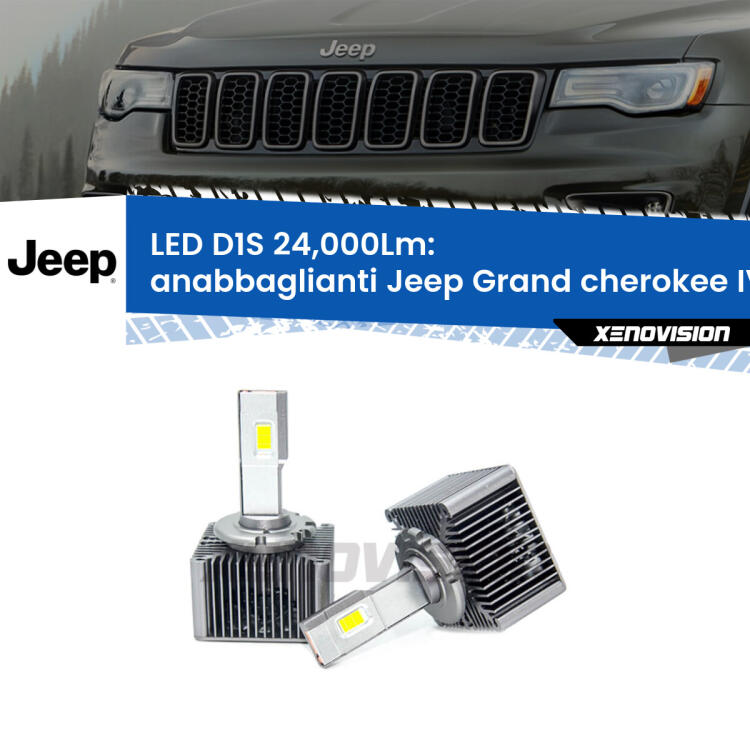 <strong>Lampade conversione a LED specifiche per Jeep Grand cherokee IV</strong> WK2 2011 - 2013 con fari D1S xenon di serie. Lampade Canbus da 24.000Lumen, Qualità Massima.