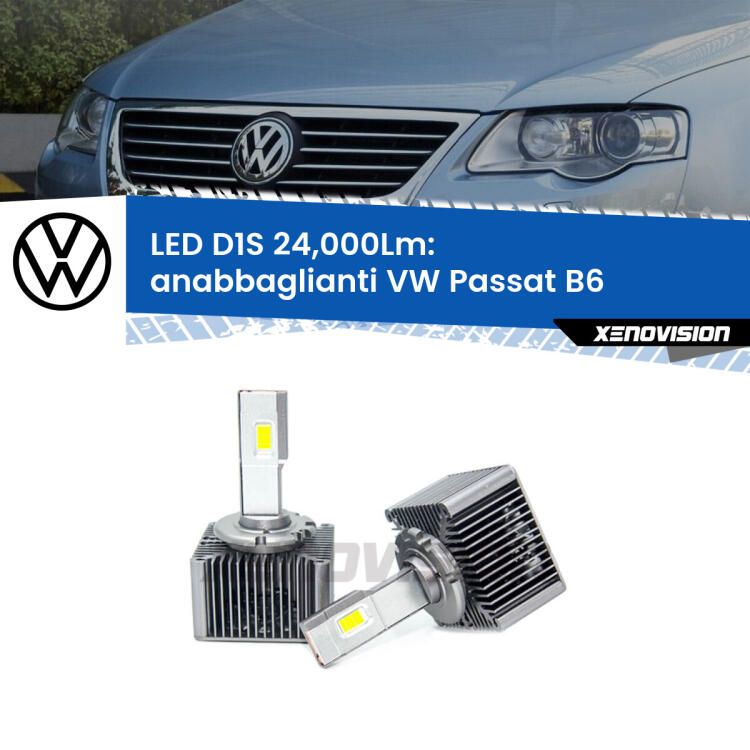 <strong>Lampade conversione a LED specifiche per VW Passat</strong> B6 2005 - 2010 con fari D1S xenon di serie. Lampade Canbus da 24.000Lumen, Qualità Massima.