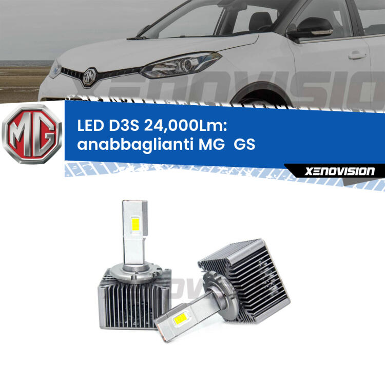 <strong>Kit trasformazione a LED per fari xenon di serie MG  GS</strong>  2016 - 2019. Lampade <strong>D3S</strong> Plug&Play no-errori 24.000Lumen da Xenovision.