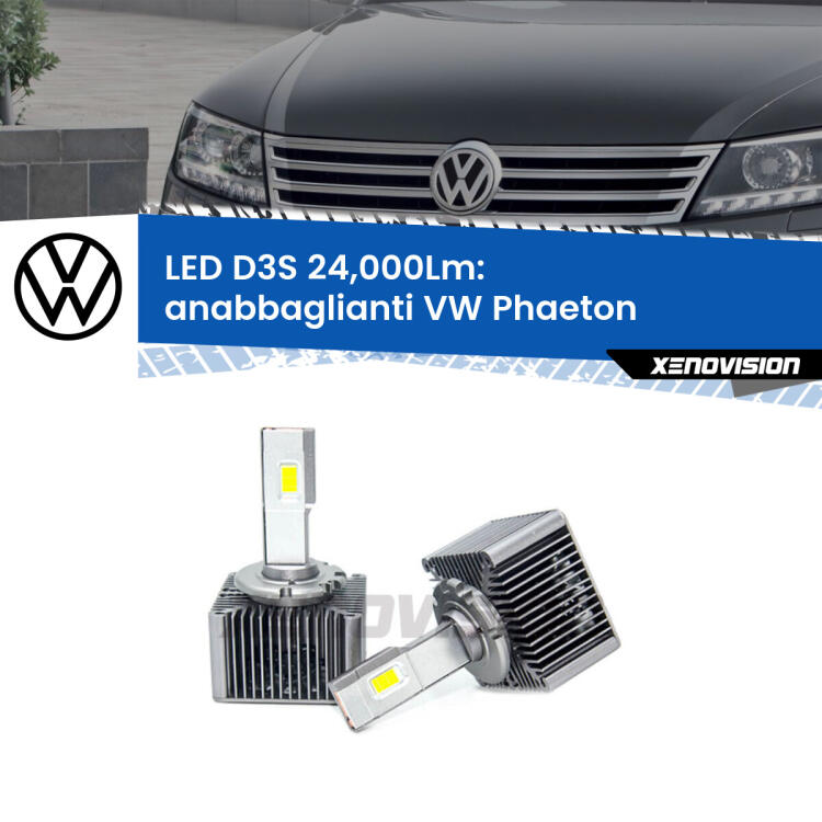 <strong>Kit trasformazione a LED per fari xenon di serie VW Phaeton</strong>  2011 - 2016. Lampade <strong>D3S</strong> Plug&Play no-errori 24.000Lumen da Xenovision.