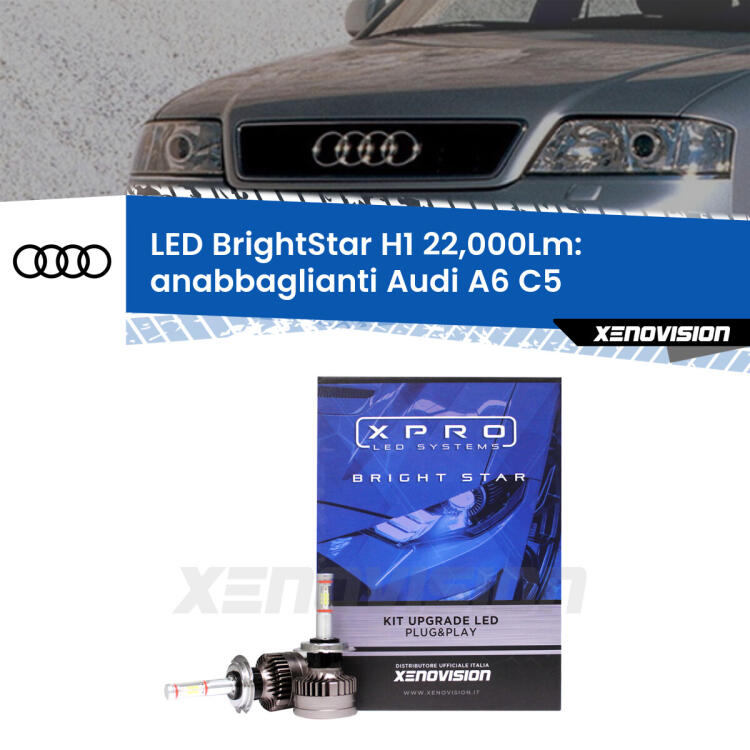 <strong>Kit LED anabbaglianti per Audi A6</strong> C5 1997 - 2001. </strong>Due lampade Canbus H1 Brightstar da 22,000 Lumen. Qualità Massima.