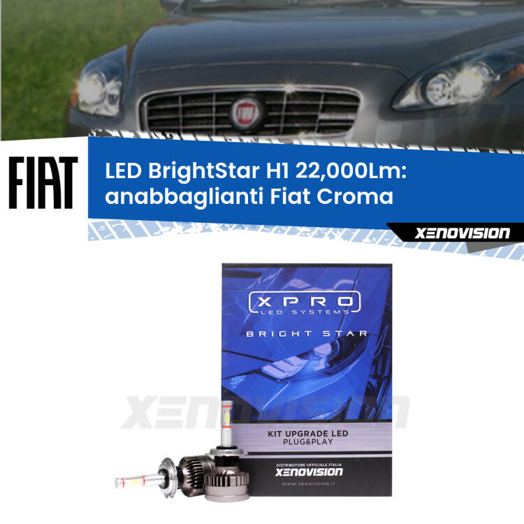 <strong>Kit LED anabbaglianti per Fiat Croma</strong>  2007 - 2010. </strong>Due lampade Canbus H1 Brightstar da 22,000 Lumen. Qualità Massima.