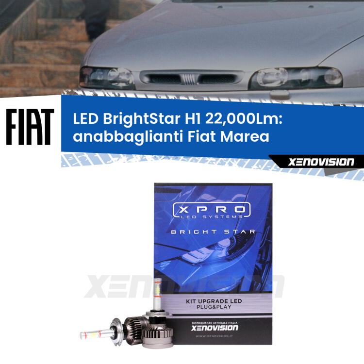 <strong>Kit LED anabbaglianti per Fiat Marea</strong>  1996 - 2002. </strong>Due lampade Canbus H1 Brightstar da 22,000 Lumen. Qualità Massima.