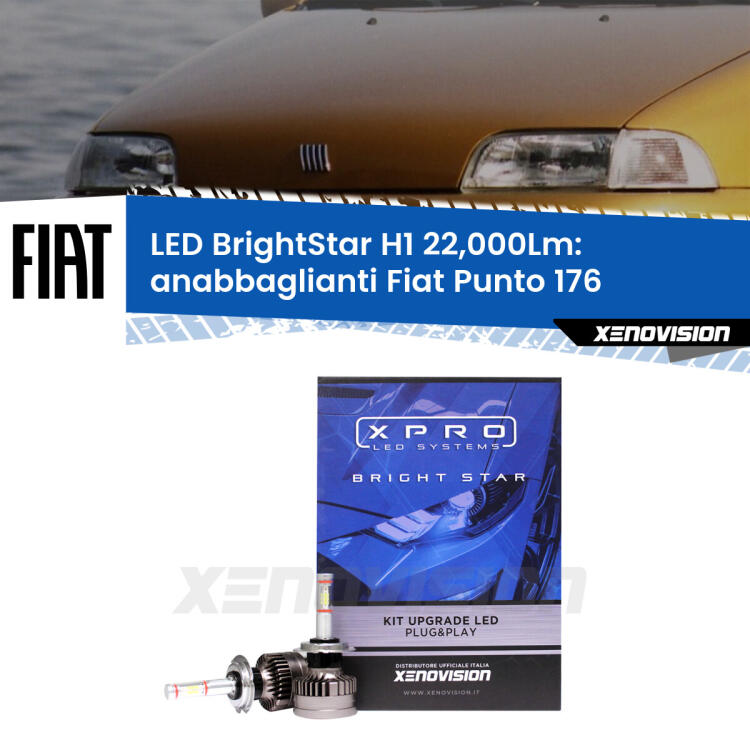 <strong>Kit LED anabbaglianti per Fiat Punto</strong> 176 a parabola doppia. </strong>Due lampade Canbus H1 Brightstar da 22,000 Lumen. Qualità Massima.