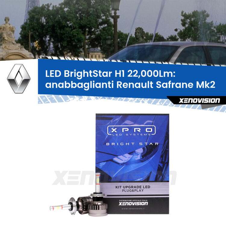 <strong>Kit LED anabbaglianti per Renault Safrane</strong> Mk2 1996 - 2000. </strong>Due lampade Canbus H1 Brightstar da 22,000 Lumen. Qualità Massima.