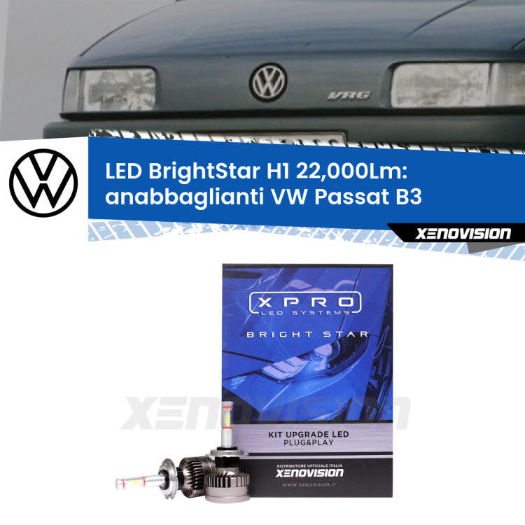 <strong>Kit LED anabbaglianti per VW Passat</strong> B3 a parabola doppia. </strong>Due lampade Canbus H1 Brightstar da 22,000 Lumen. Qualità Massima.