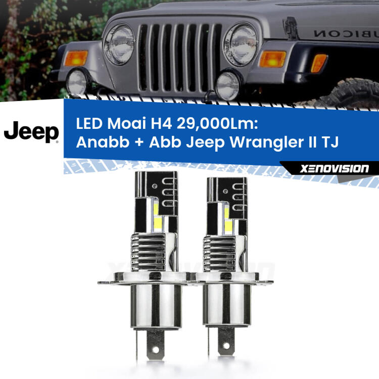 <strong>Kit Anabbaglianti LED per Jeep Wrangler II</strong> TJ 1996 - 2005</strong>: 29.000Lumen, canbus, fatti per durare. Qualità Massima Garantita.