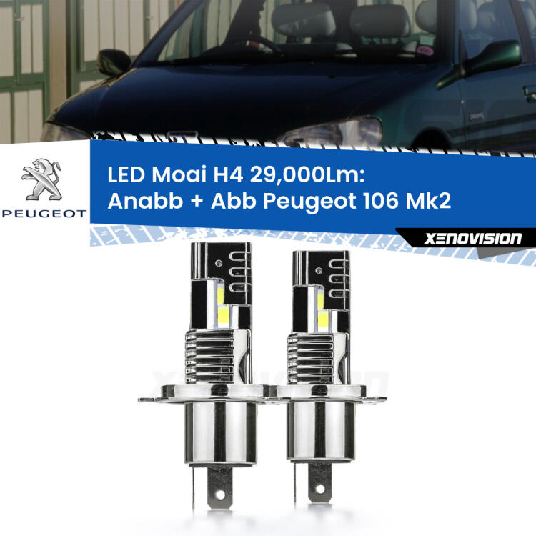 <strong>Kit Anabbaglianti LED per Peugeot 106</strong> Mk2 1996 - 2004</strong>: 29.000Lumen, canbus, fatti per durare. Qualità Massima Garantita.