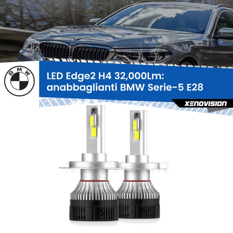<p><strong>Kit anabbaglianti LED H4 per BMW Serie-5</strong> E28 1981 - 1988. </strong>Potenza smisurata, taglio di luce perfetto. Super canbus. Qualità Massima.</p>