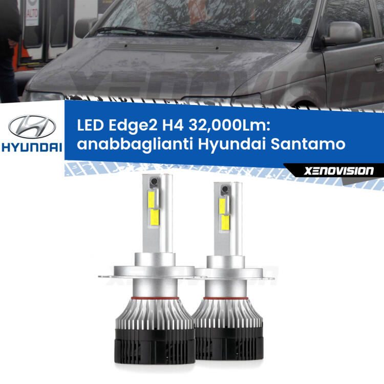 <p><strong>Kit anabbaglianti LED H4 per Hyundai Santamo</strong>  1998 - 2002. </strong>Potenza smisurata, taglio di luce perfetto. Super canbus. Qualità Massima.</p>