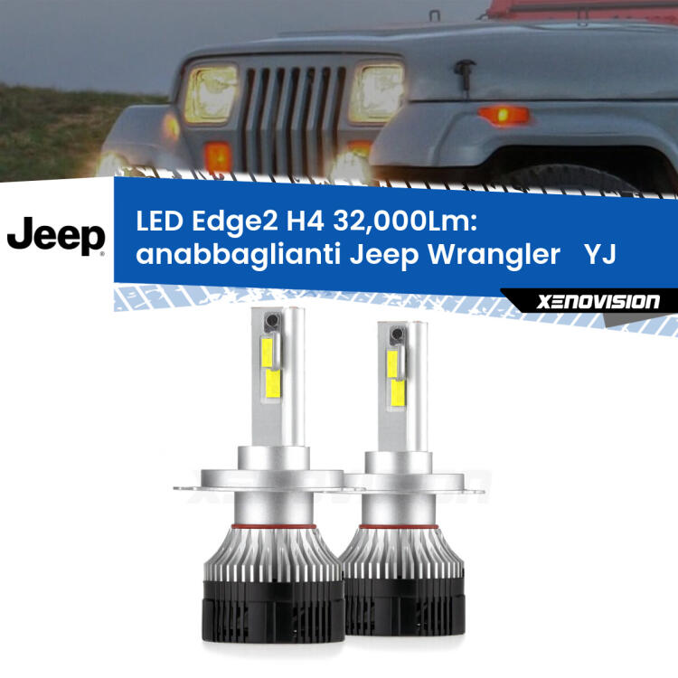 <p><strong>Kit anabbaglianti LED H4 per Jeep Wrangler  </strong> YJ 1986 - 1995. </strong>Potenza smisurata, taglio di luce perfetto. Super canbus. Qualità Massima.</p>