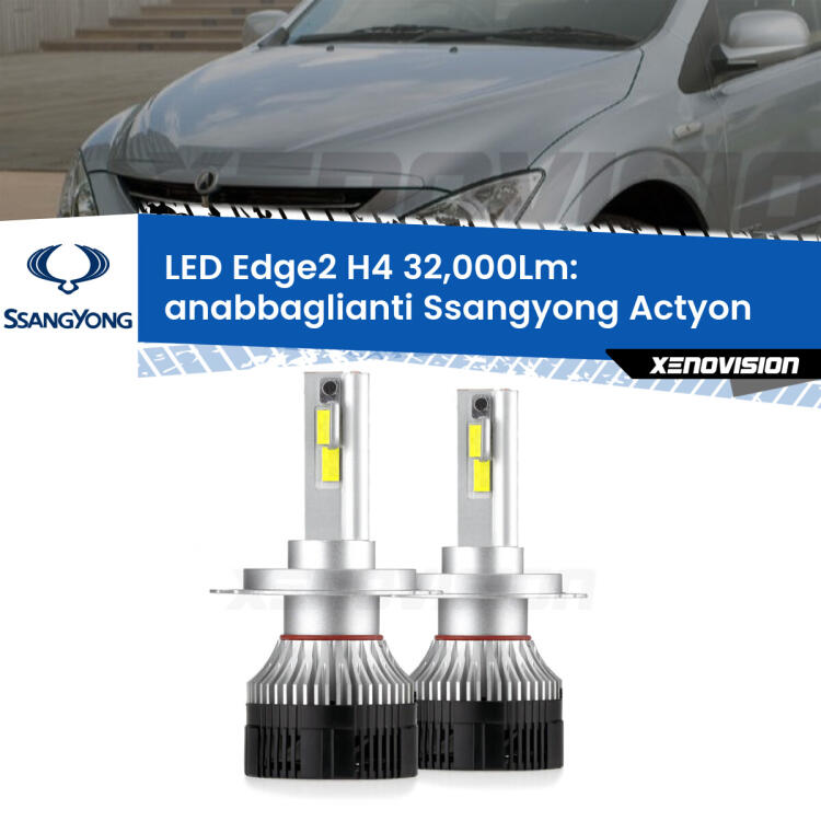 <p><strong>Kit anabbaglianti LED H4 per Ssangyong Actyon</strong>  2006 - 2017. </strong>Potenza smisurata, taglio di luce perfetto. Super canbus. Qualità Massima.</p>