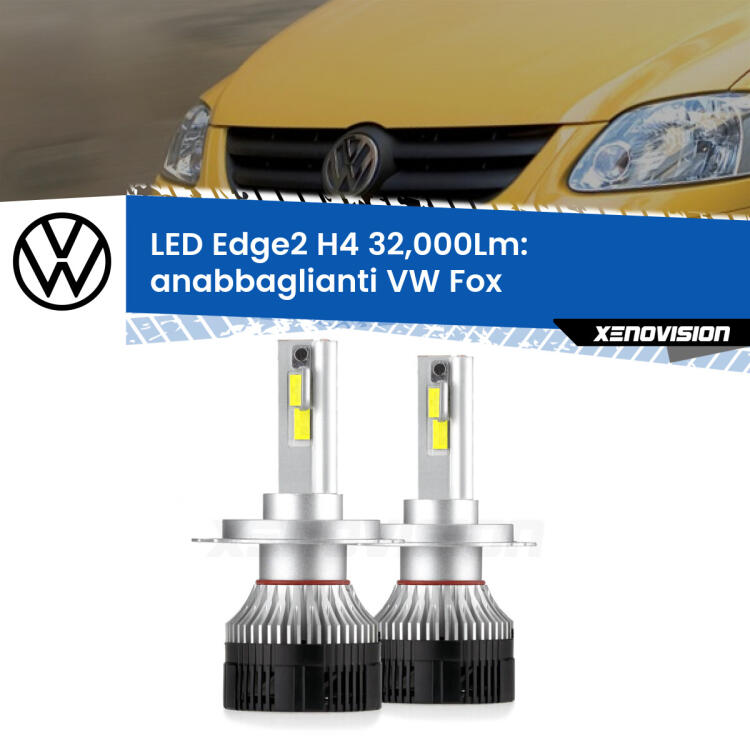 <p><strong>Kit anabbaglianti LED H4 per VW Fox</strong>  2003 - 2014. </strong>Potenza smisurata, taglio di luce perfetto. Super canbus. Qualità Massima.</p>