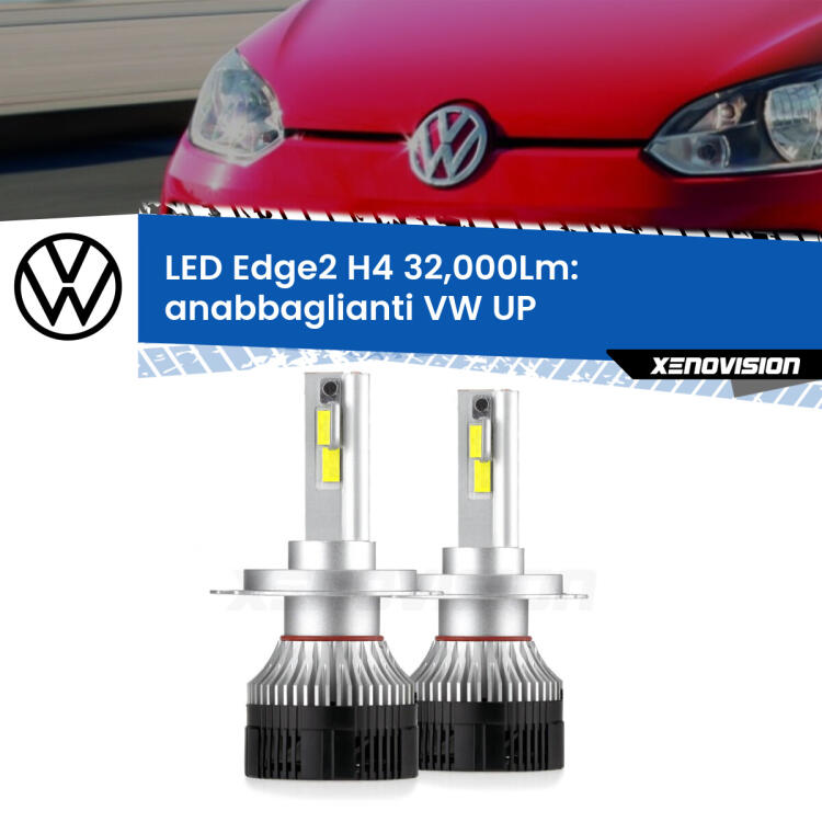 <p><strong>Kit anabbaglianti LED H4 per VW UP</strong>  2011 in poi. </strong>Potenza smisurata, taglio di luce perfetto. Super canbus. Qualità Massima.</p>