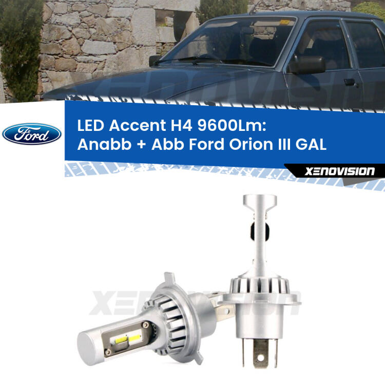 <strong>Kit LED per anabbaglianti + abbaglianti Orion III</strong> GAL 1990 - 1993.</strong> Coppia lampade <strong>H4</strong> doppia intensità senza ventola e ultracompatte per installazioni in fari senza spazi.