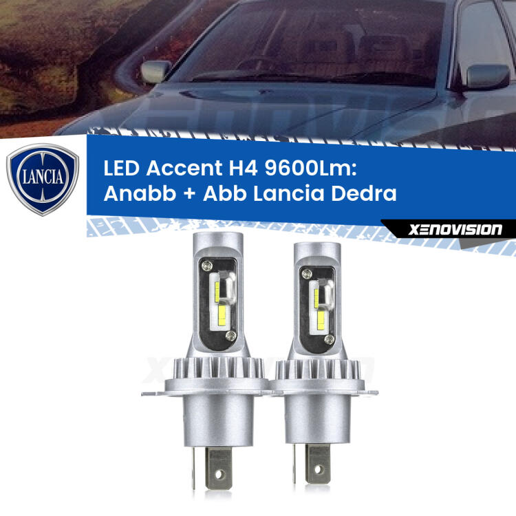 <strong>Kit LED per anabbaglianti + abbaglianti Dedra</strong>  1989 - 1999.</strong> Coppia lampade <strong>H4</strong> doppia intensità senza ventola e ultracompatte per installazioni in fari senza spazi.