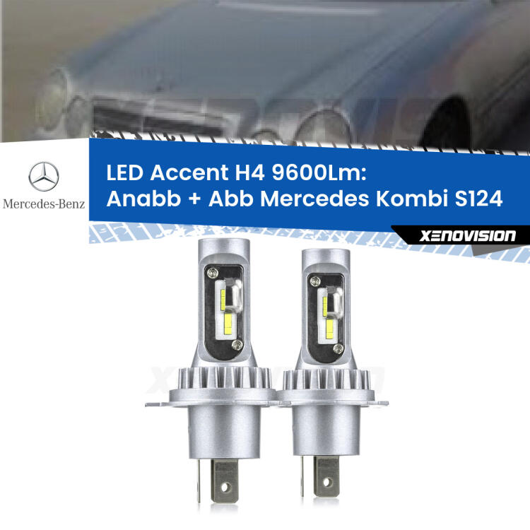 <strong>Kit LED per anabbaglianti + abbaglianti Kombi</strong> S124 1985 - 1993.</strong> Coppia lampade <strong>H4</strong> doppia intensità senza ventola e ultracompatte per installazioni in fari senza spazi.