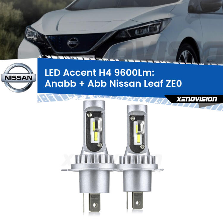 <strong>Kit LED per anabbaglianti + abbaglianti Leaf</strong> ZE0 2010 - 2016.</strong> Coppia lampade <strong>H4</strong> doppia intensità senza ventola e ultracompatte per installazioni in fari senza spazi.