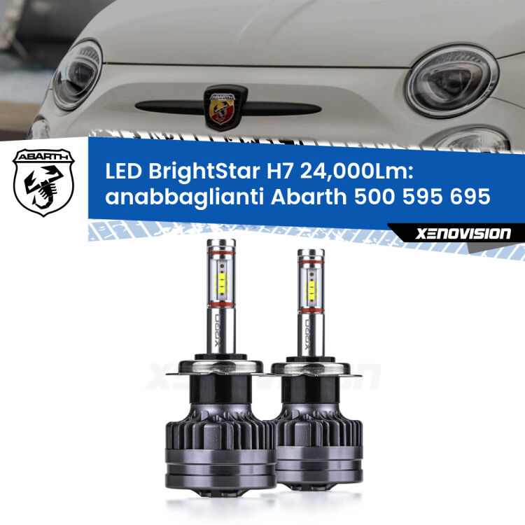 <strong>Kit LED anabbaglianti per Abarth 500 595 695</strong>  2015 - 2022. </strong>Include due lampade Canbus H7 Brightstar da 24,000 Lumen. Qualità Massima.