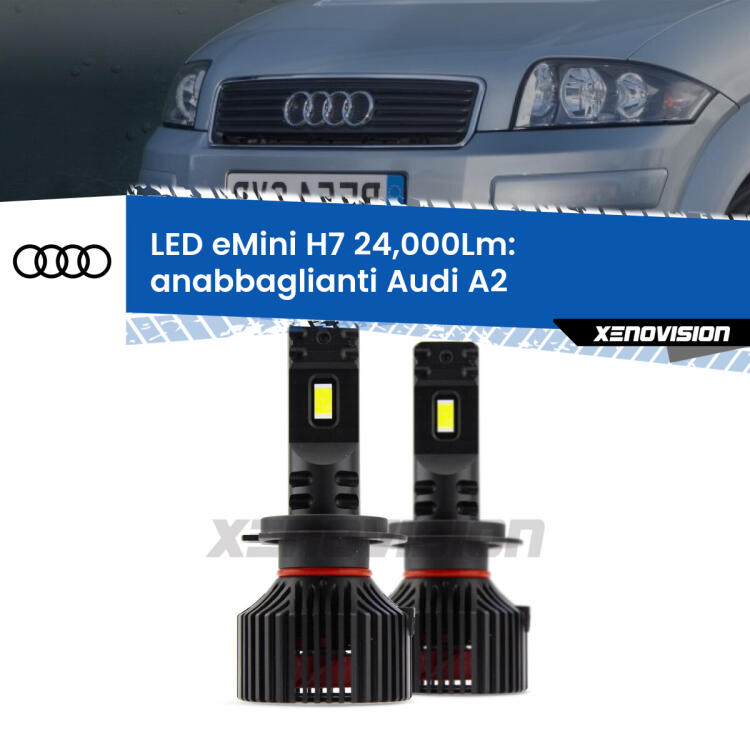 <strong>Kit LED anabbaglianti per Audi A2</strong>  2000 - 2005. </strong>Include due lampade Canbus H7 Brightstar da 24,000 Lumen. Qualità Massima.