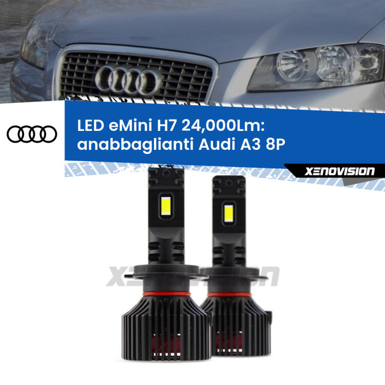 <strong>Kit LED anabbaglianti per Audi A3</strong> 8P 2003 - 2012. </strong>Include due lampade Canbus H7 Brightstar da 24,000 Lumen. Qualità Massima.