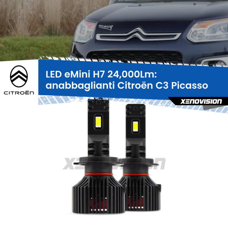 <strong>Kit LED anabbaglianti per Citroën C3 Picasso</strong>  2009 - 2016. </strong>Include due lampade Canbus H7 Brightstar da 24,000 Lumen. Qualità Massima.
