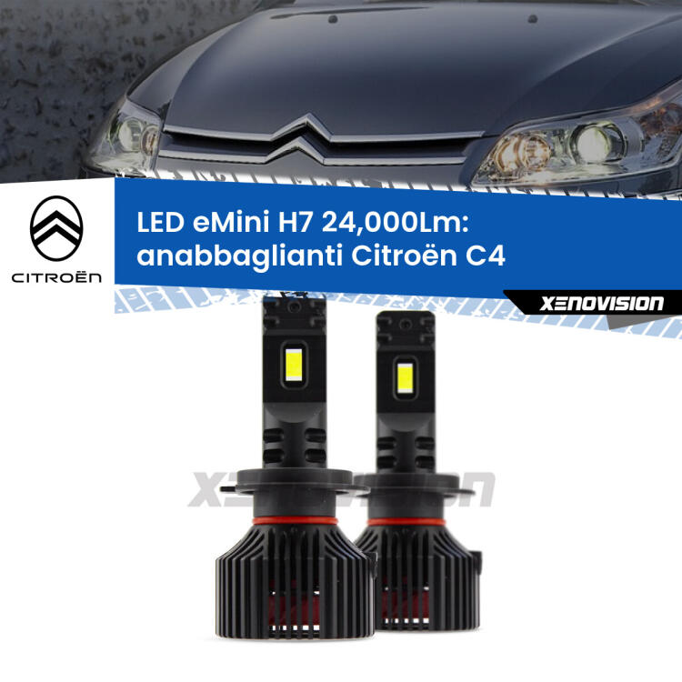 <strong>Kit LED anabbaglianti per Citroën C4</strong>  2004 - 2011. </strong>Include due lampade Canbus H7 Brightstar da 24,000 Lumen. Qualità Massima.