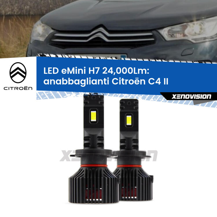 <strong>Kit LED anabbaglianti per Citroën C4</strong> II 2009 - 2016. </strong>Include due lampade Canbus H7 Brightstar da 24,000 Lumen. Qualità Massima.