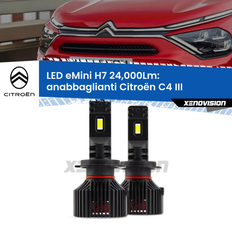 <strong>Kit LED anabbaglianti per Citroën C4</strong> III 2020 in poi. </strong>Include due lampade Canbus H7 Brightstar da 24,000 Lumen. Qualità Massima.