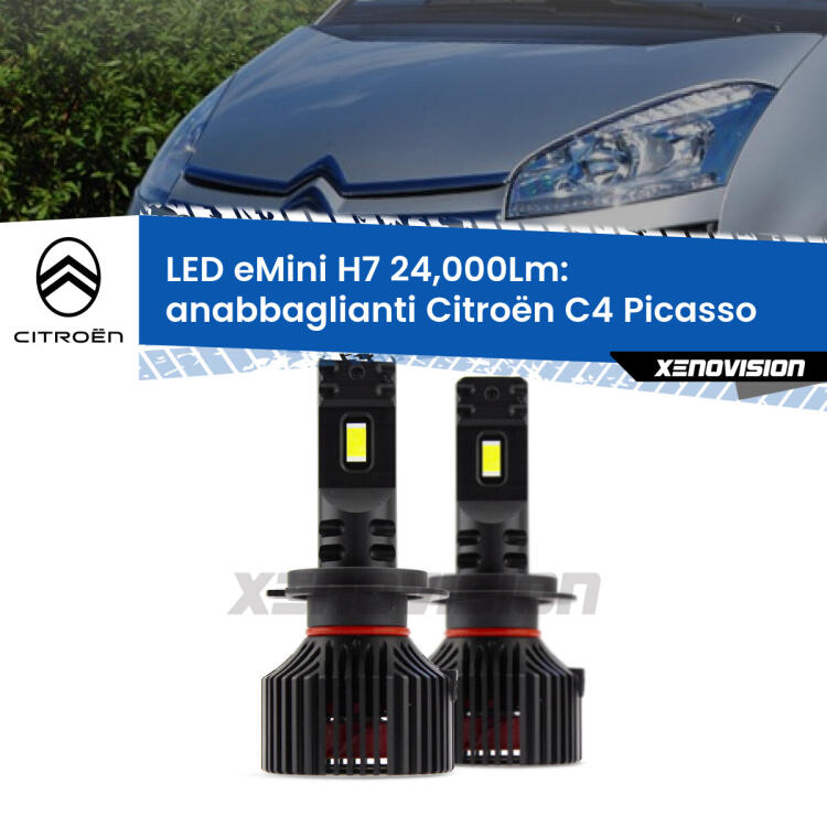 <strong>Kit LED anabbaglianti per Citroën C4 Picasso</strong>  2006 - 2013. </strong>Include due lampade Canbus H7 Brightstar da 24,000 Lumen. Qualità Massima.