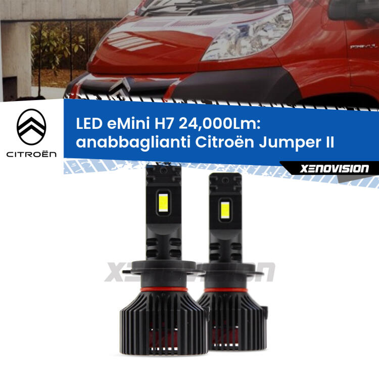 <strong>Kit LED anabbaglianti per Citroën Jumper</strong> II 2002 in poi. </strong>Include due lampade Canbus H7 Brightstar da 24,000 Lumen. Qualità Massima.