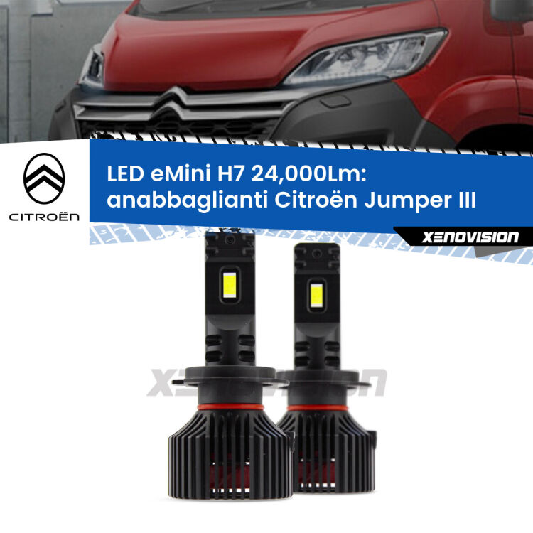 <strong>Kit LED anabbaglianti per Citroën Jumper</strong> III in poi. </strong>Include due lampade Canbus H7 Brightstar da 24,000 Lumen. Qualità Massima.
