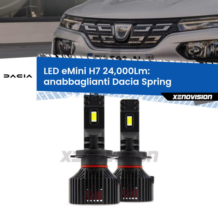 <strong>Kit LED anabbaglianti per Dacia Spring</strong>  2021 in poi. </strong>Include due lampade Canbus H7 Brightstar da 24,000 Lumen. Qualità Massima.