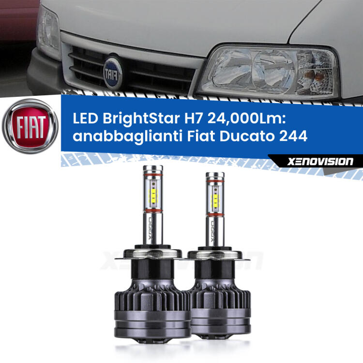 <strong>Kit LED anabbaglianti per Fiat Ducato</strong> 244 2002 - 2006. </strong>Include due lampade Canbus H7 Brightstar da 24,000 Lumen. Qualità Massima.